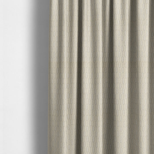 Atmosfera Woven Fabric Funky Modern White Cream Eyelet Stripe Pattern Furnishing Fabric JO-417 - Made To Measure Curtains