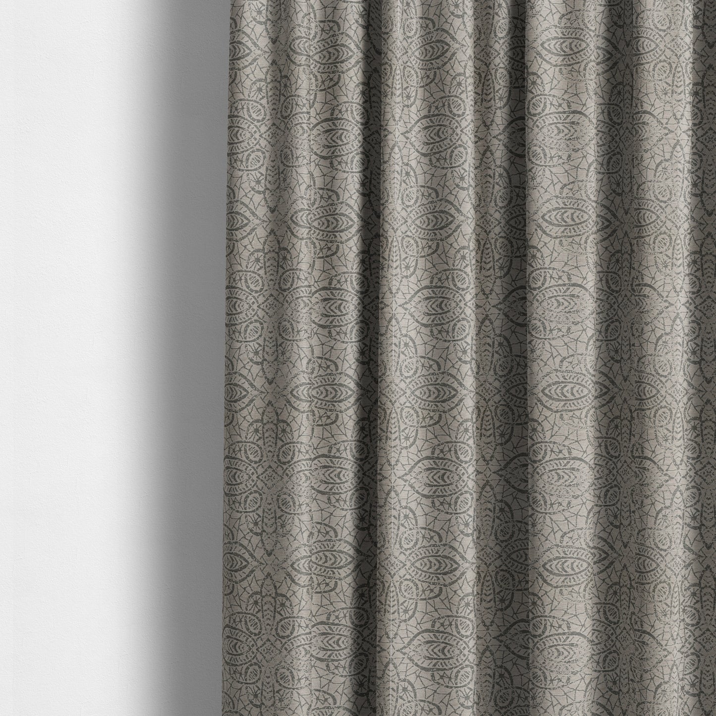 Voyage Designer Medallion Pattern In Grey Pattern Soft Chenille Upholstery Fabric JO-420 - Made To Measure Curtains