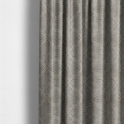 Voyage Designer Medallion Pattern In Grey Pattern Soft Chenille Upholstery Fabric JO-420 - Made To Measure Curtains