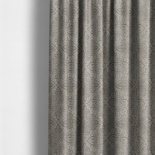 Voyage Designer Medallion Pattern In Grey Pattern Soft Chenille Upholstery Fabric JO-420 - Made To Measure Curtains