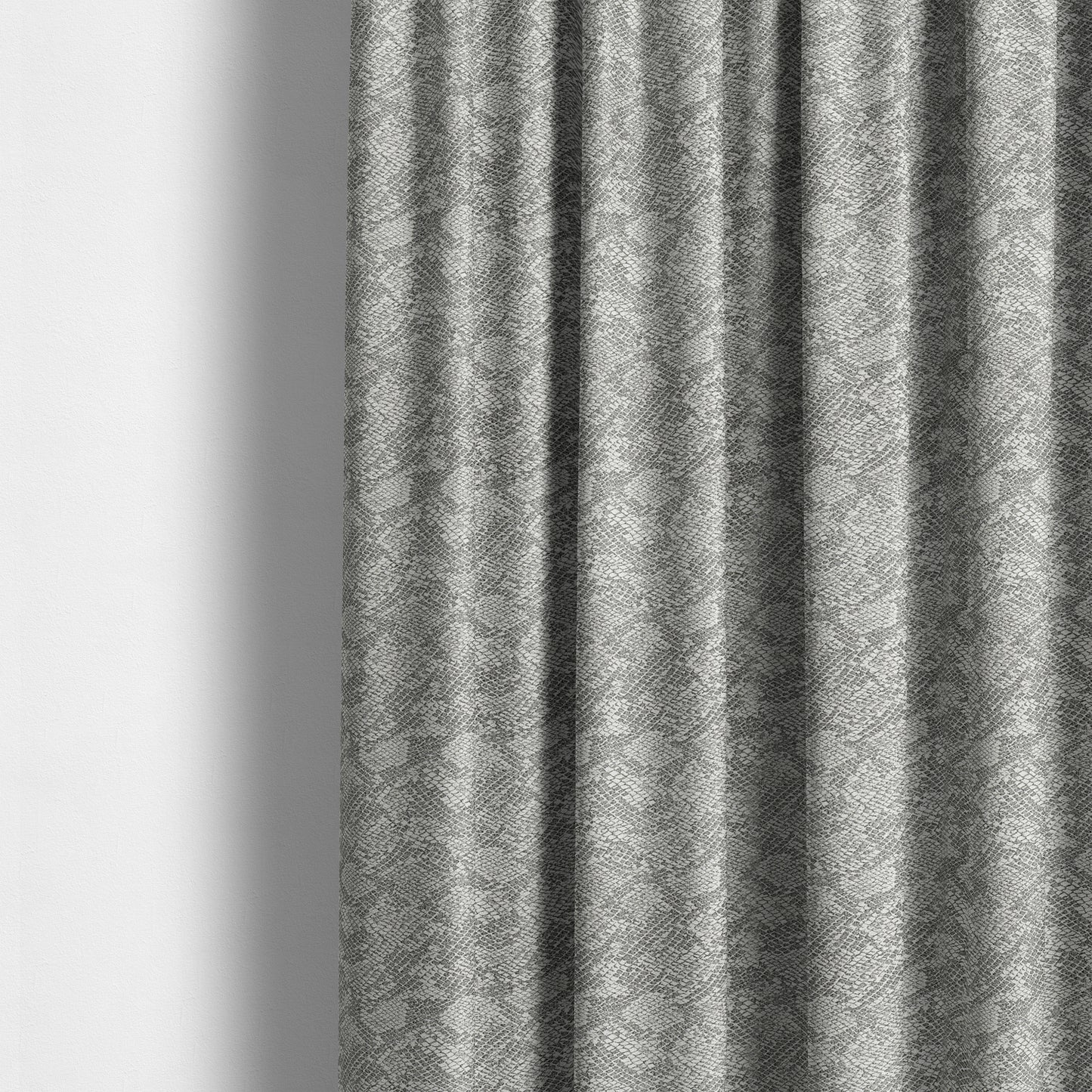 Scales Balanced Design White Grey Colour Soft Woven Chenille Furnishing Fabric JO-43 - Made To Measure Curtains