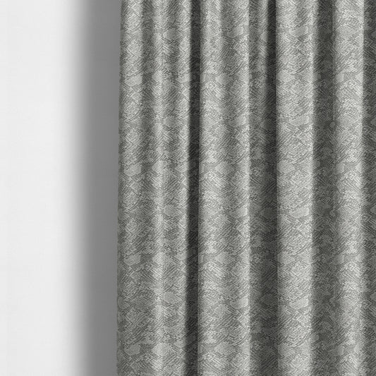 Scales Balanced Design White Grey Colour Soft Woven Chenille Furnishing Fabric JO-43 - Made To Measure Curtains