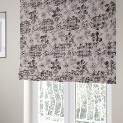 Reminiscence Floral Collection Purple Colour Geometric Pattern Chenille Upholstery Fabric JO-438 - Roman Blinds