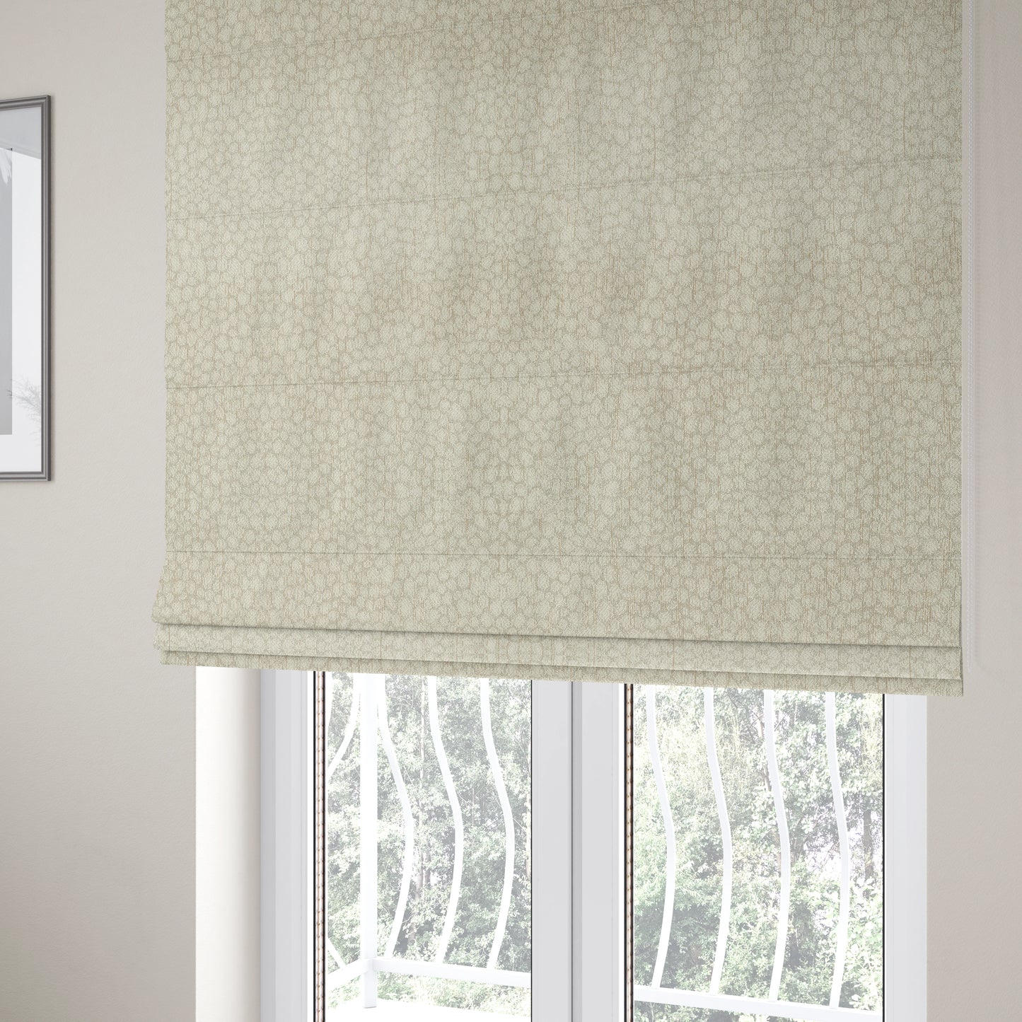 Dotted Balanced Design Cream Colour Soft Woven Chenille Furnishing Fabric JO-44 - Roman Blinds