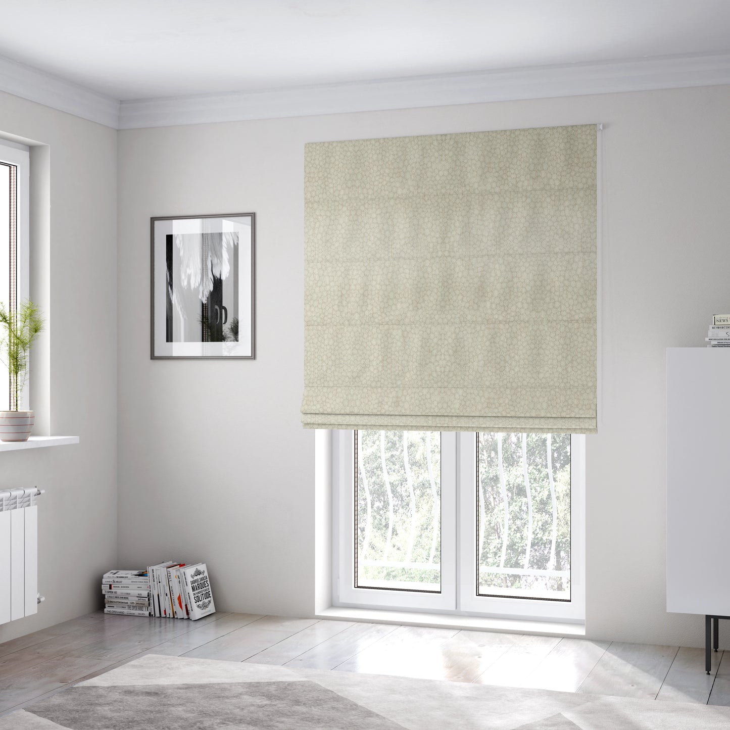 Dotted Balanced Design Cream Colour Soft Woven Chenille Furnishing Fabric JO-44 - Roman Blinds