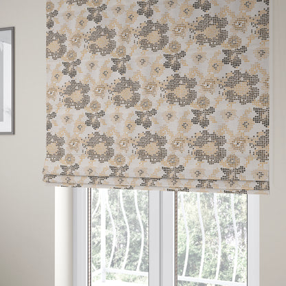 Reminiscence Floral Collection Yellow Colour Geometric Pattern Chenille Upholstery Fabric JO-441 - Roman Blinds