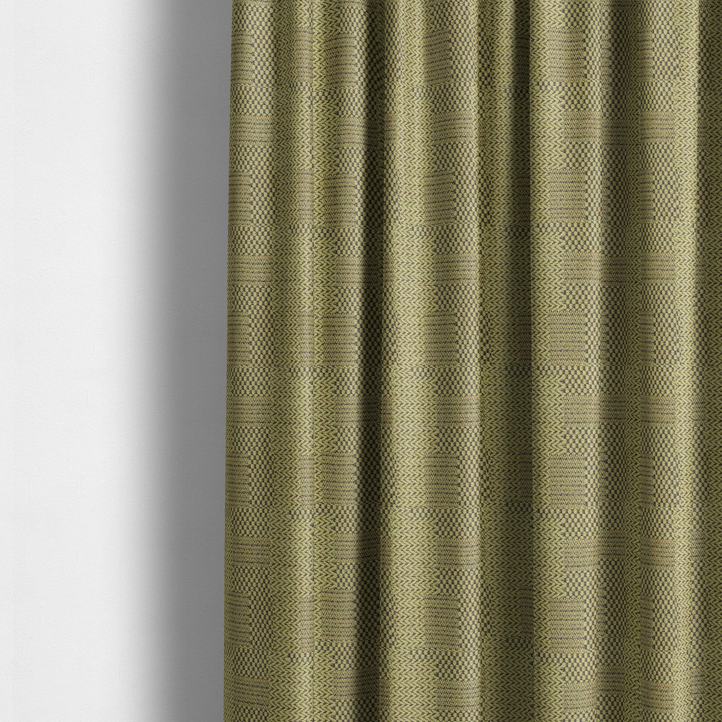 Voyage Of Gingham Geometric Patch Pattern In Green Colour Woven Soft Chenille Upholstery Fabric JO-442 - Made To Measure Curtains