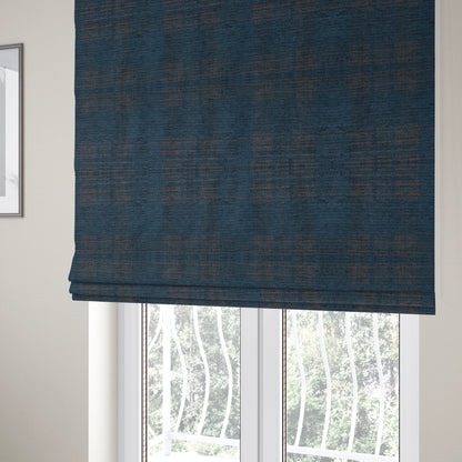 Voyage Of Checked Tartan Pattern In Blue Colour Woven Soft Chenille Upholstery Fabric JO-444 - Roman Blinds