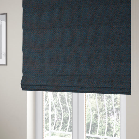 Voyage Of Small Falling Leaf Pattern In Blue Colour Woven Soft Chenille Upholstery Fabric JO-447 - Roman Blinds