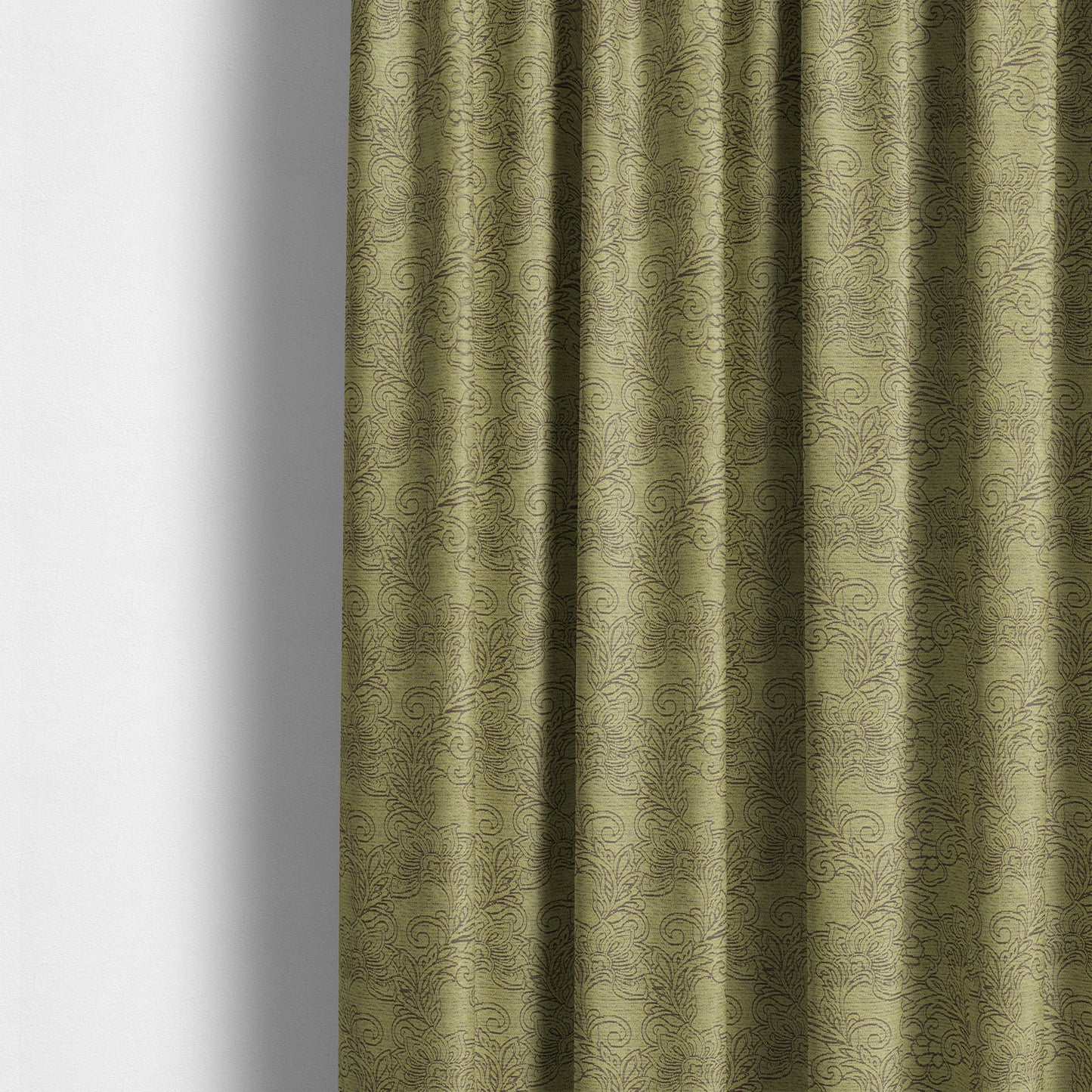 Voyage Of Floral Pattern In Green Colour Woven Soft Chenille Upholstery Fabric JO-451 - Made To Measure Curtains