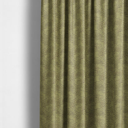 Voyage Of Floral Pattern In Green Colour Woven Soft Chenille Upholstery Fabric JO-451 - Made To Measure Curtains