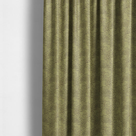 Voyage Of Floral Pattern In Green Colour Woven Soft Chenille Upholstery Fabric JO-451 - Made To Measure Curtains