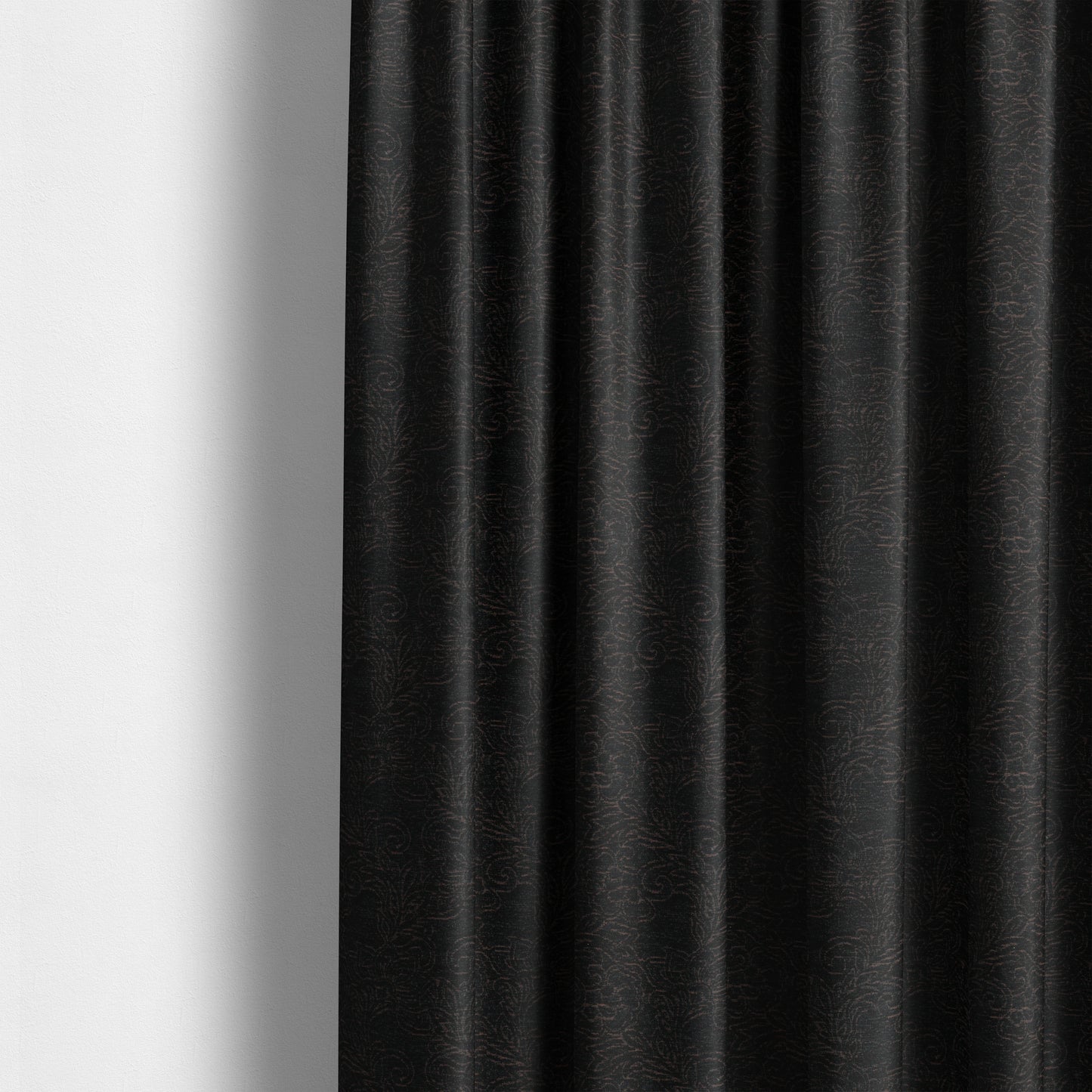 Voyage Of Floral Pattern In Black Colour Woven Soft Chenille Upholstery Fabric JO-452 - Made To Measure Curtains