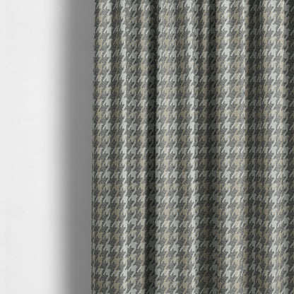 Boxer Houndstooth Pattern In Grey Colour Woven Soft Chenille Upholstery Fabric JO-456 - Made To Measure Curtains