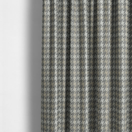 Boxer Houndstooth Pattern In Grey Colour Woven Soft Chenille Upholstery Fabric JO-456 - Made To Measure Curtains