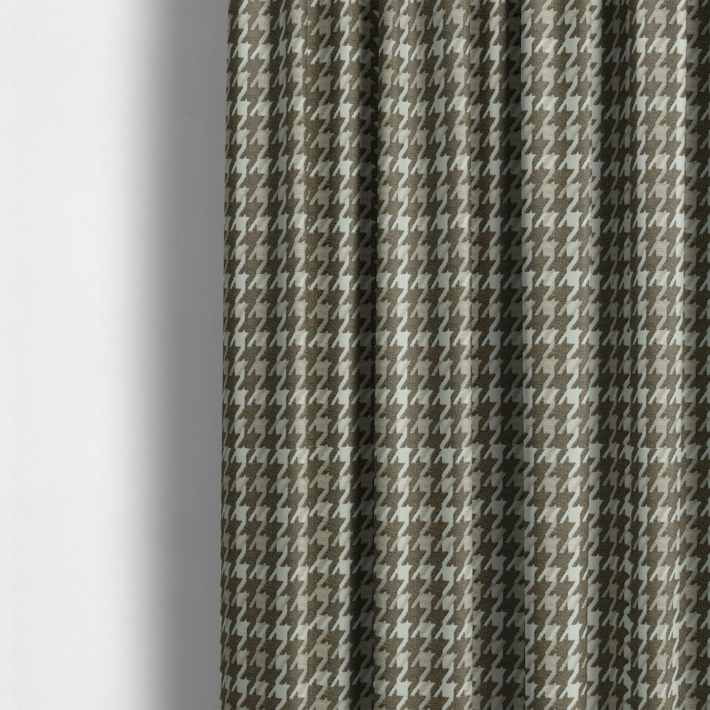 Boxer Houndstooth Pattern In Brown Colour Woven Soft Chenille Upholstery Fabric JO-457 - Made To Measure Curtains