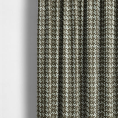 Boxer Houndstooth Pattern In Brown Colour Woven Soft Chenille Upholstery Fabric JO-457 - Made To Measure Curtains