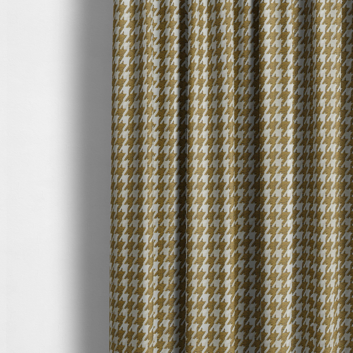 Boxer Houndstooth Pattern In Yellow Colour Woven Soft Chenille Upholstery Fabric JO-458 - Made To Measure Curtains