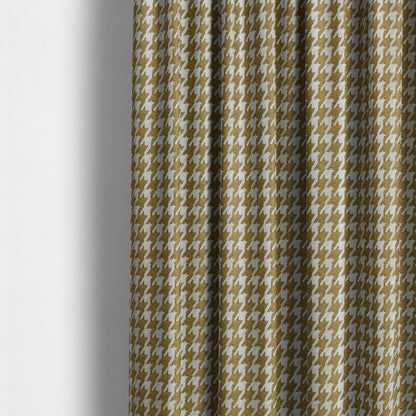 Boxer Houndstooth Pattern In Yellow Colour Woven Soft Chenille Upholstery Fabric JO-458 - Made To Measure Curtains