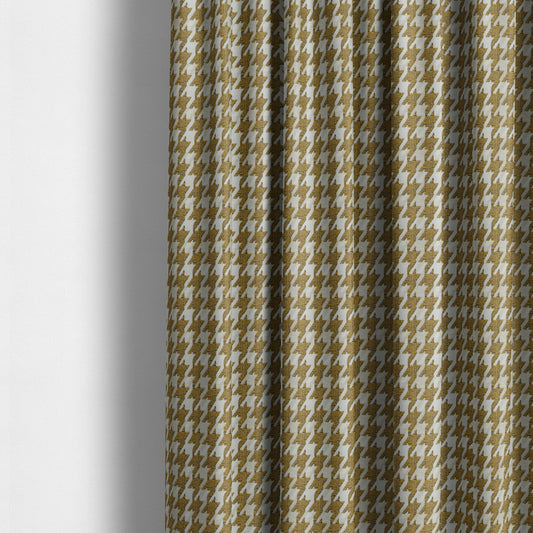 Boxer Houndstooth Pattern In Yellow Colour Woven Soft Chenille Upholstery Fabric JO-458 - Made To Measure Curtains