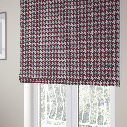 Boxer Houndstooth Pattern In Purple Colour Woven Soft Chenille Upholstery Fabric JO-459 - Roman Blinds