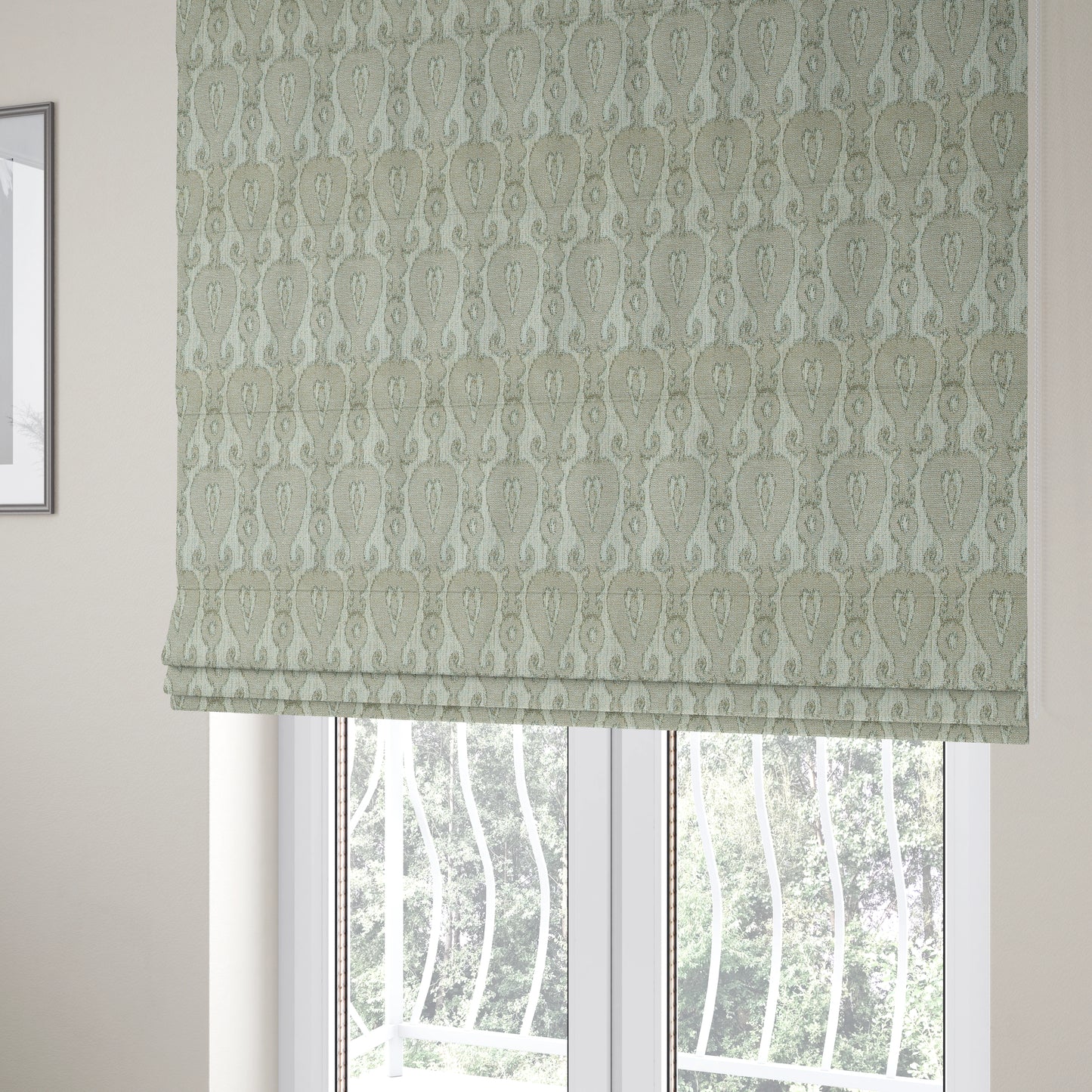 Atmosfera Woven Fabric Traditional Hourglass Pattern In Grey Colour Interior Fabric JO-460 - Roman Blinds