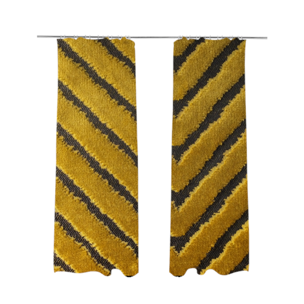 Golden Yellow Colour Chevron Pattern Furnishing Velvet Upholstery Fabric JO-464 - Made To Measure Curtains