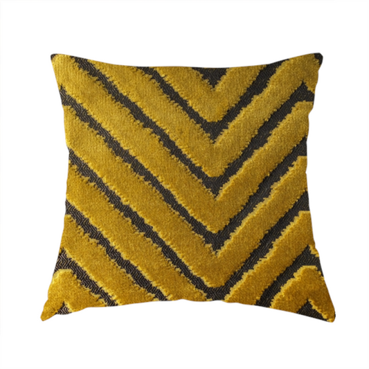 Golden Yellow Colour Chevron Pattern Furnishing Velvet Upholstery Fabric JO-464 - Handmade Cushions