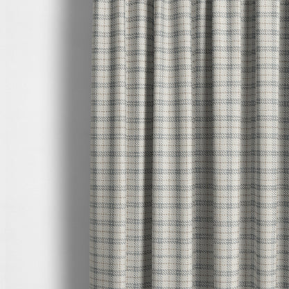 Quality Woven Jacquard Tartan Pattern Beige Grey Soft Cheniille Fabric JO-465 - Made To Measure Curtains