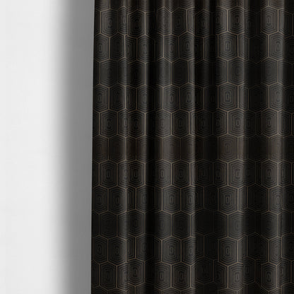 Vegas Brown Shine Effect Geometric Pattern Soft Chenille Upholstery Fabric JO-47 - Made To Measure Curtains