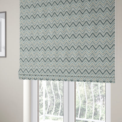 Elwin Decorative Weave Teal Blue Colour Chevron Pattern Jacquard Fabric JO-470 - Roman Blinds