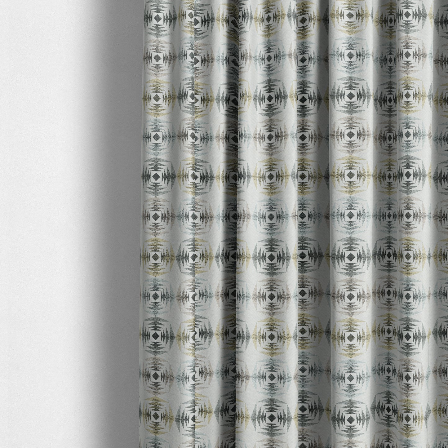 Normandie Geometric Pattern In Yellow Grey Jacquard Upholstery Fabrics JO-474 - Made To Measure Curtains