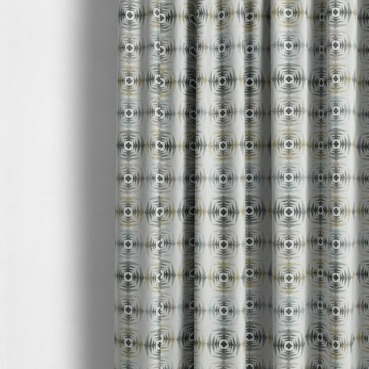 Normandie Geometric Pattern In Yellow Grey Jacquard Upholstery Fabrics JO-474 - Made To Measure Curtains