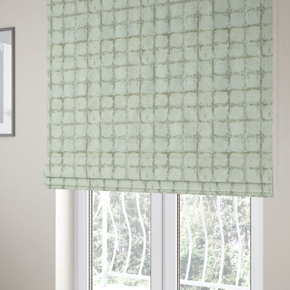 Atmosfera Woven Fabric Abstract Square Pattern In White Beige Colour Interior Fabric JO-477 - Roman Blinds