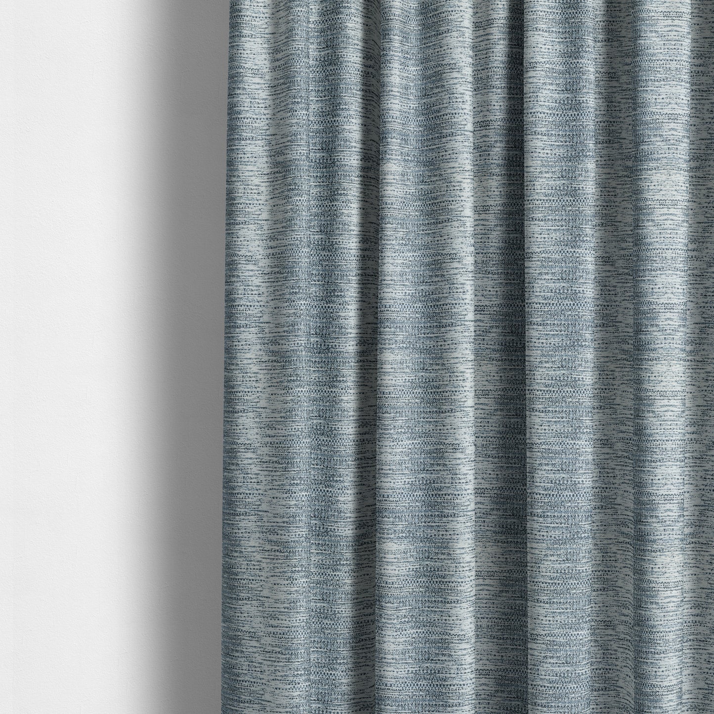 Ella Pattern Interior Fabric In White Blue Colour Woven Soft Chenille Fabric JO-478 - Made To Measure Curtains