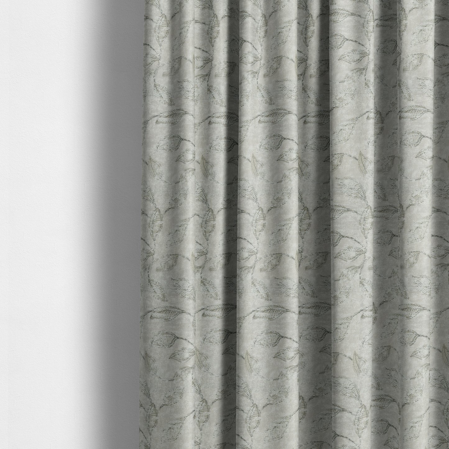 Atmosfera Woven Fabric Floral Leaf Pattern In Grey Colour Interior Fabric JO-479 - Made To Measure Curtains