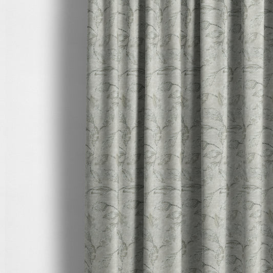 Atmosfera Woven Fabric Floral Leaf Pattern In Grey Colour Interior Fabric JO-479 - Made To Measure Curtains