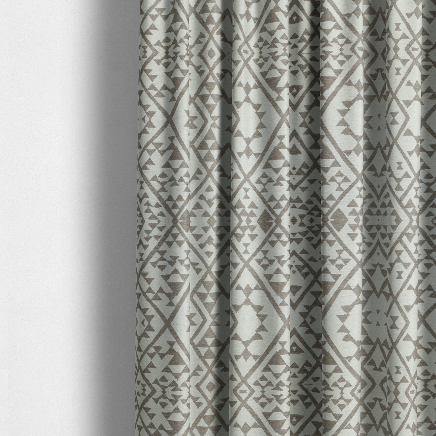 Marlow Woven Modern Geometric Aztec Pattern In Cream Brown Interior Fabric JO-481 - Made To Measure Curtains