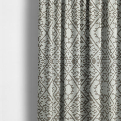 Marlow Woven Modern Geometric Aztec Pattern In Cream Brown Interior Fabric JO-481 - Made To Measure Curtains