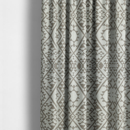 Marlow Woven Modern Geometric Aztec Pattern In Cream Brown Interior Fabric JO-481 - Made To Measure Curtains