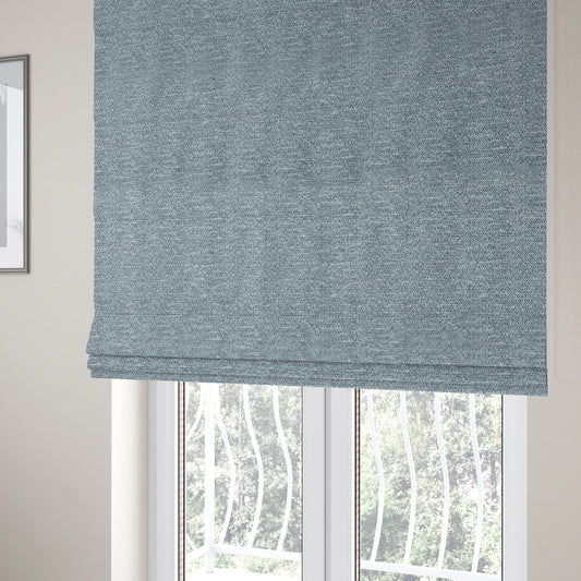 Ella Trellis Pattern Interior Fabric In White Blue Colour Woven Soft Chenille Fabric JO-486 - Roman Blinds