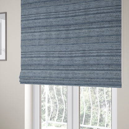 Ella Geometric Trellis Pattern Interior Fabric In White Blue Colour Woven Soft Chenille Fabric JO-487 - Roman Blinds