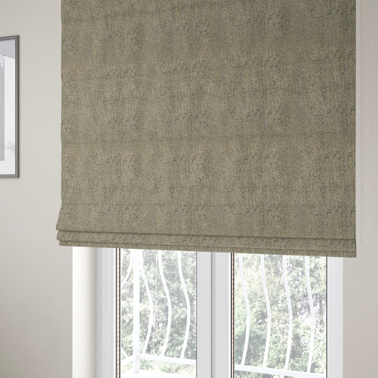 Beige Silver Grey Coloured Small Medallion Pattern Soft Chenille Upholstery Fabric JO-488 - Roman Blinds