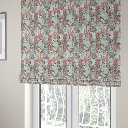 Natural White Pink Brown Colour Floral Theme Pattern Woven Chenille Upholstery Fabric JO-49 - Roman Blinds