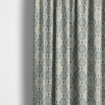 Mirador Medallion Pattern In Grey Beige Colour Chenille Fabrics JO-491 - Made To Measure Curtains