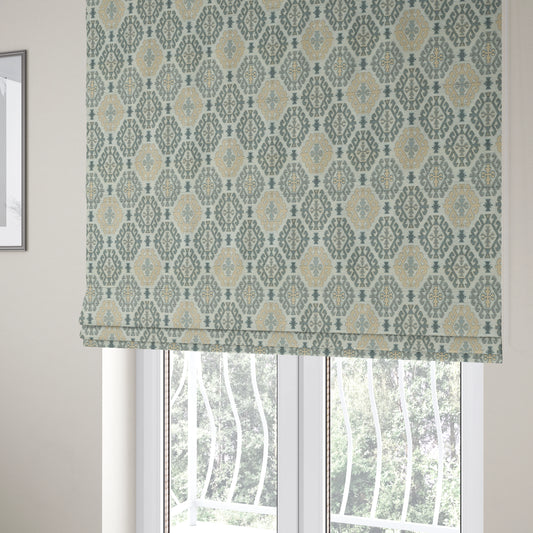 Mirador Medallion Pattern In Grey Beige Colour Chenille Fabrics JO-491 - Roman Blinds