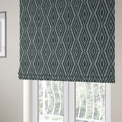 Lomasi Metallic Tones Fabric Black Silver Colour Zigg Zagg Pattern Furnishing Fabric JO-492 - Roman Blinds