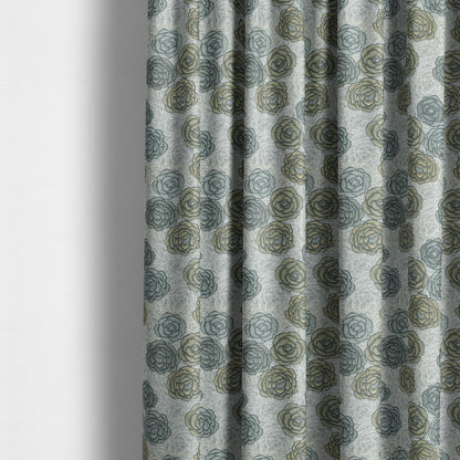 Fantasque Floral Pattern Yellow Blue Colour Chenille Fabric JO-494 - Made To Measure Curtains