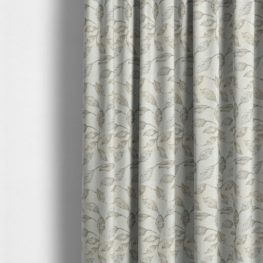 Atmosfera Woven Fabric Floral Leaf Pattern In White Beige Colour Interior Fabric JO-496 - Made To Measure Curtains