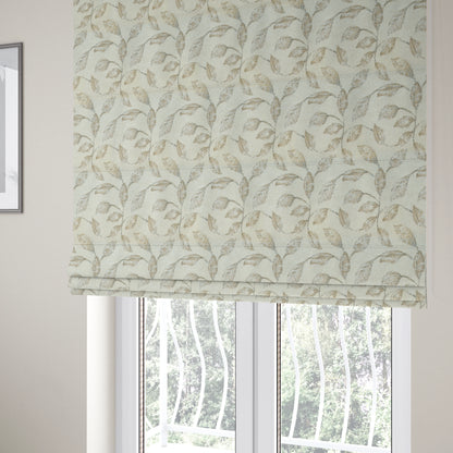 Atmosfera Woven Fabric Floral Leaf Pattern In White Beige Colour Interior Fabric JO-496 - Roman Blinds